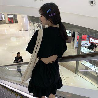 Short-sleeve Open-back Mini Dress