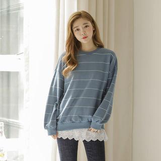 Drop-shoulder Stripe Sweatshirt