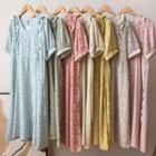 Short-sleeve Ruffle Trim Floral Dress