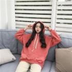 Lettering Oversized Hoodie Watermelon Red - One Size