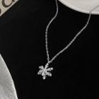 Rhinestone Snowflake Pendant Necklace Necklace - Silver - One Size