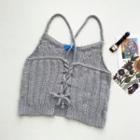 Plain Knit Tank Top Gray - One Size