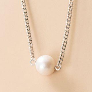 925 Sterling Silver Faux Pearl Necklace S925 Silver - As Shown In Figure - One Size