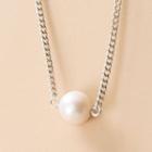 925 Sterling Silver Faux Pearl Necklace S925 Silver - As Shown In Figure - One Size