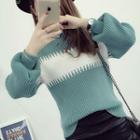 High Neck Color Block Sweater