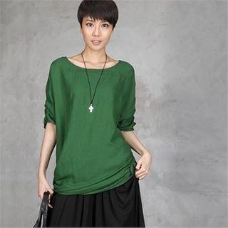 Tie-hem Shirred-trim Top