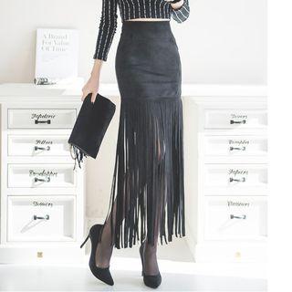Fringed Maxi Skirt