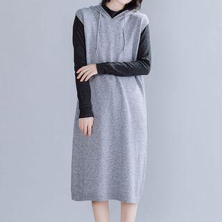 Hooded Sleeveless Midi Knit Dress