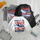Shark Print Lettering Short-sleeve T-shirt