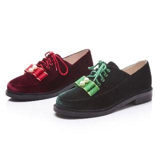 Bow-accent Velvet Oxfords