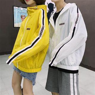 Couple Matching Lettering Hooded Windbreaker