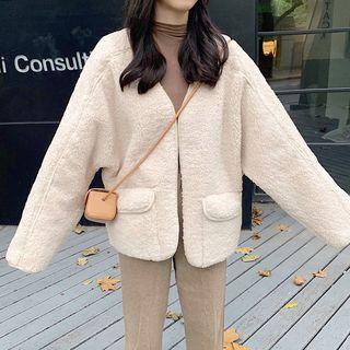 Fleece Open-front Jacket As Shown In Figure - One Size
