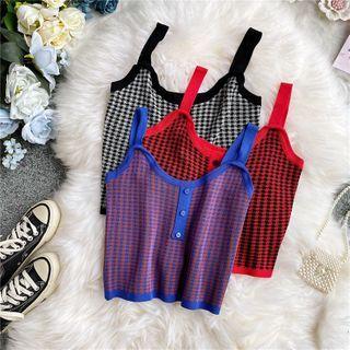 Button-detail Pattern Knit Camisole