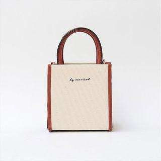 Lettering Color-block Tote With Strap