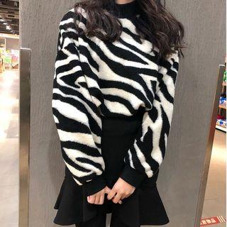 Zebra Print Loose-fit Sweatshirt