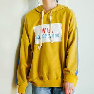 Lettering Hooded Long-sleeve Sweatshirt