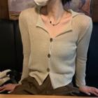 Button-up Knit Top Almond - One Size