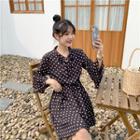 Dotted Flared-sleeve A-line Dress