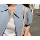 [dearest] Puff-sleeve Collared Blouson Jacket Blue - One Size