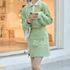 Long-sleeve Crop Polo Shirt / Mini Skirt
