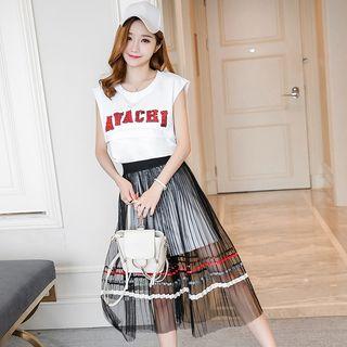 Set: Lettering Nursery T-shirt Dress + Skirt