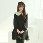 Puritan-collar Flounce Dress Black - One Size
