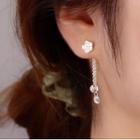 Floral Drop Sterling Silver Ear Stud With Gift Box - 1 Pair - Silver - One Size