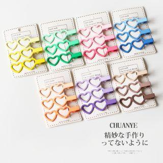Set Of 3: Heart Alloy Hair Clip