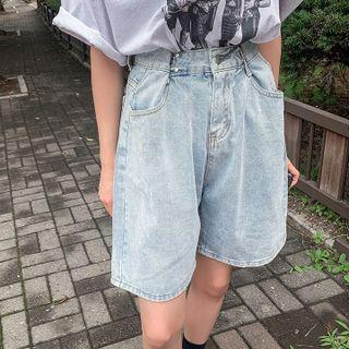 Hook-and-eye Denim Shorts