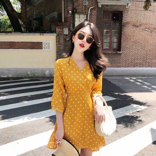 Polka Dot 3/4-sleeve A-line Mini Dress