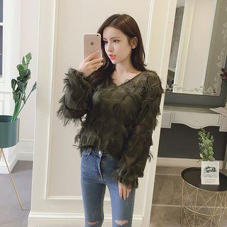 Fringe Trim Chiffon Top