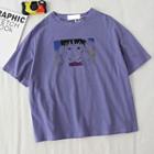 Short-sleeve Cartoon Printed T-shirt Purple - One Size