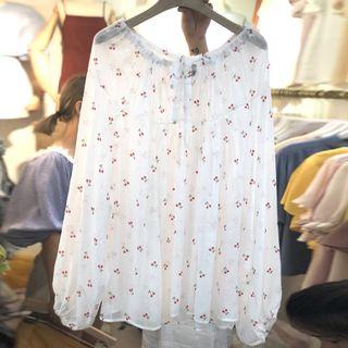 Cherry Print Long Sleeve Top