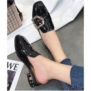 Square-toe Block Heel Mules