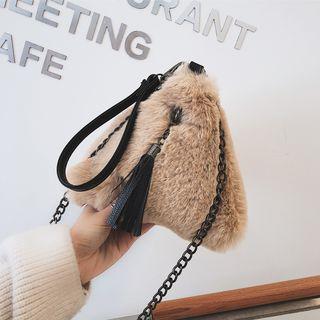 Furry Triangle Crossbody Bag