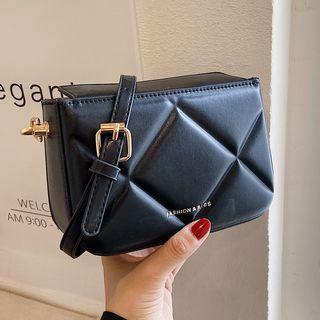 Plain Faux Leather Quilted Shoulder Bag