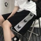 Couple Matching Butterfly Print Two Tone Sport Shorts
