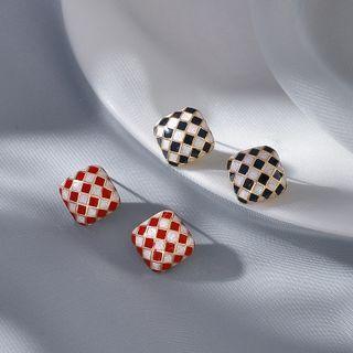 Checker Print Stud Earring