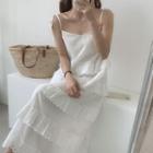 Eyelet Lace Sleeveless Dress White - One Size