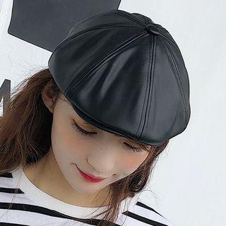 Faux Leather Flat Cap