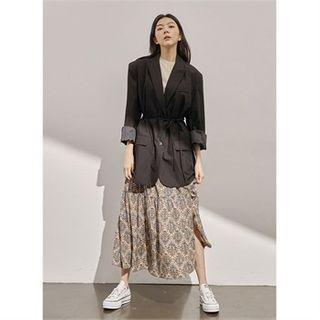 Single-breasted Loose-fit Blazer With Cord