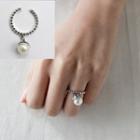 925 Sterling Silver Freshwater Pearl Open Ring White Faux Pearl - Silver - One Size