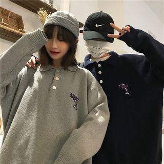 Embroidered Placket Sweater