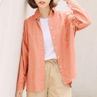 Drop Shoulder Long Sleeve Blouse