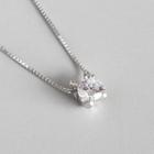 Rhinestone Necklace S925 Sterling Silver - Silver - One Size