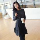 Mock Two-piece Ruffle-hem Dress