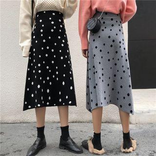 Polka Dot Knit A-line Skirt