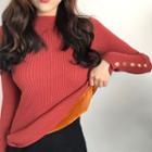 Fleece-lined Ribbed Knit Top