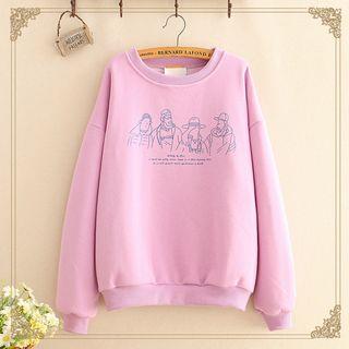 Printed Fleece-lined Round-neck Sweatshirt