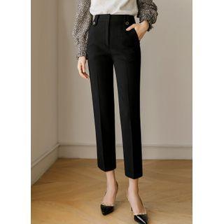 Button-trim Napped Dress Pants